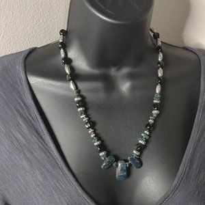 Stone And Plastic Bead Necklace 21 Inches Long